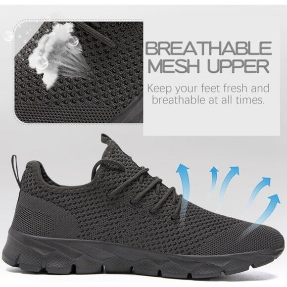 ⚡Mens Grey Running Fashion Tennis Walking Lightweight Athletic Sneakers - Picture 6 of 7